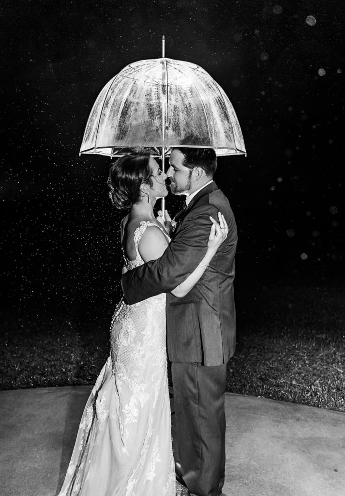 North Carolina Wedding Venue | Chickadee Hill Farms | Wedding Couple Rain Umbrella